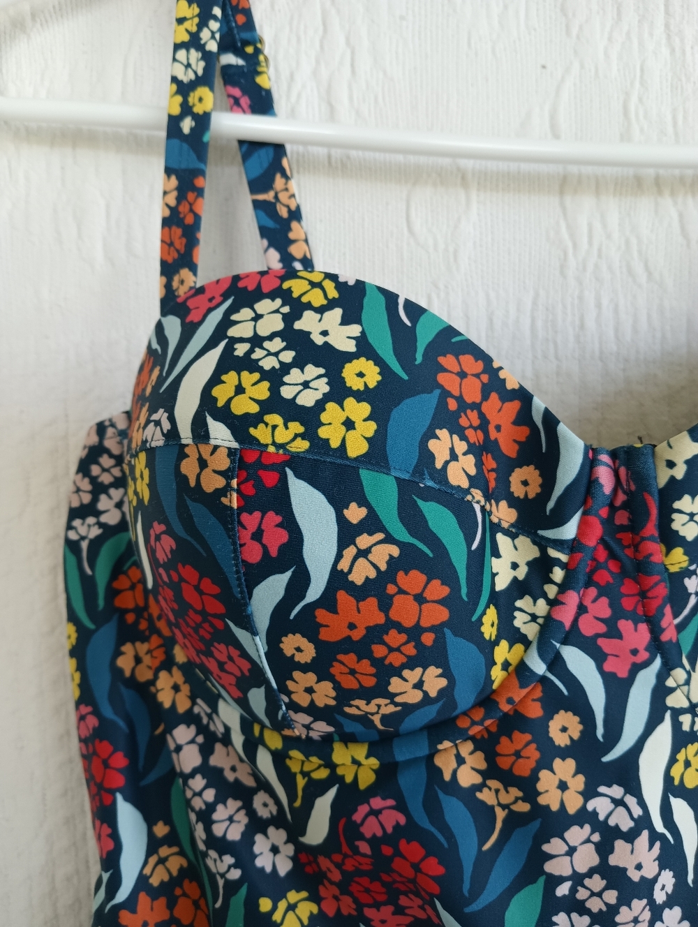 Albion Navy Floral One-Piece Swimsuit Molded Cups Cute Cottagecore Full Coverage - Picture 5 of 11